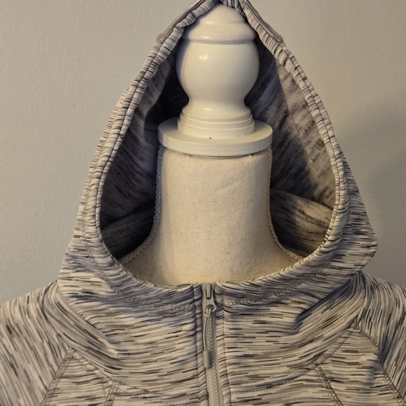 Spyder Active Women's L Mottled Gray Hooded Top Long Sleeve Full Zip Logo_FLAW - Picture 3 of 16